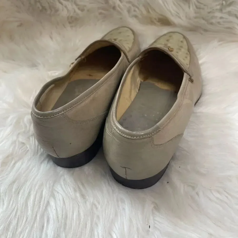 Pierre Cardin leather loafers Gray &light green texture upper tassel accent SZ10